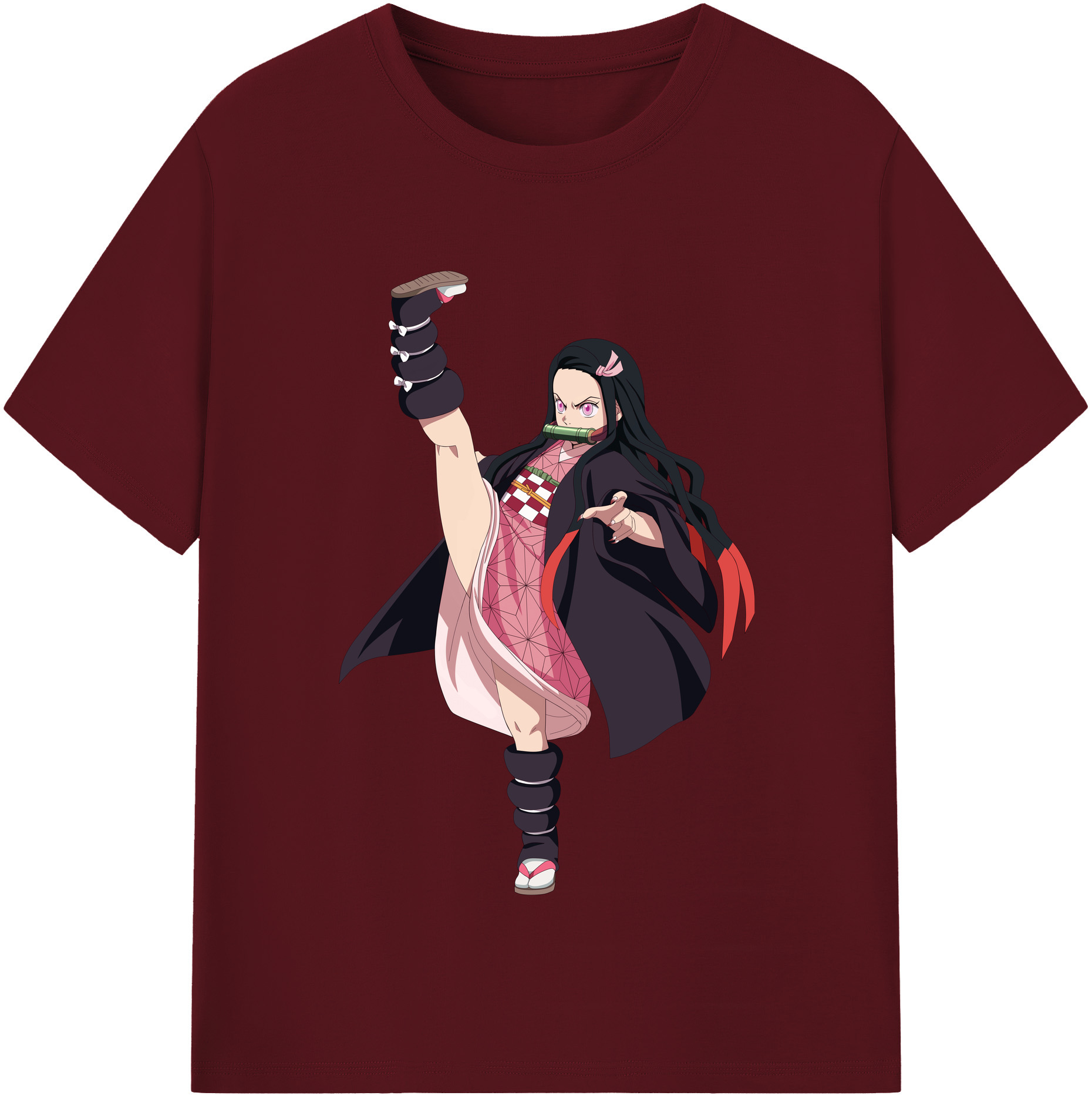 （画像用） 鬼滅の刃（きめつのやいば）竈門 禰󠄀豆子／かまど ねずこ Kamado Nezuko 綿100％半袖Tシャツ（フロントプリント）